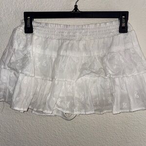 White Women's Ruffled Shorts